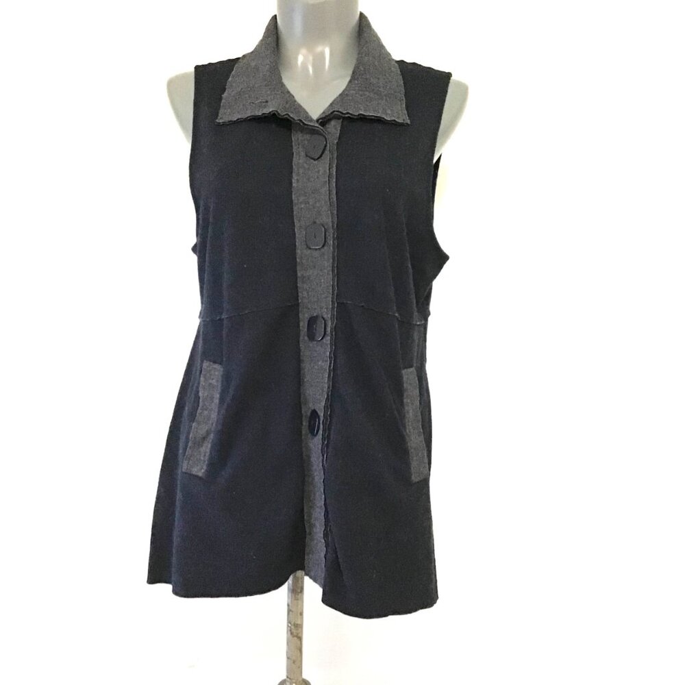 Habitat Sleeveless Button Up Collared Lagenlook VCardigan Size M